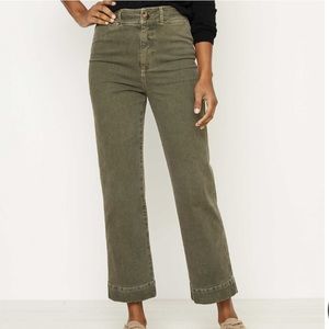 Loft High Waist/Rise Slim Wide Leg Green Pants Womens 29/8